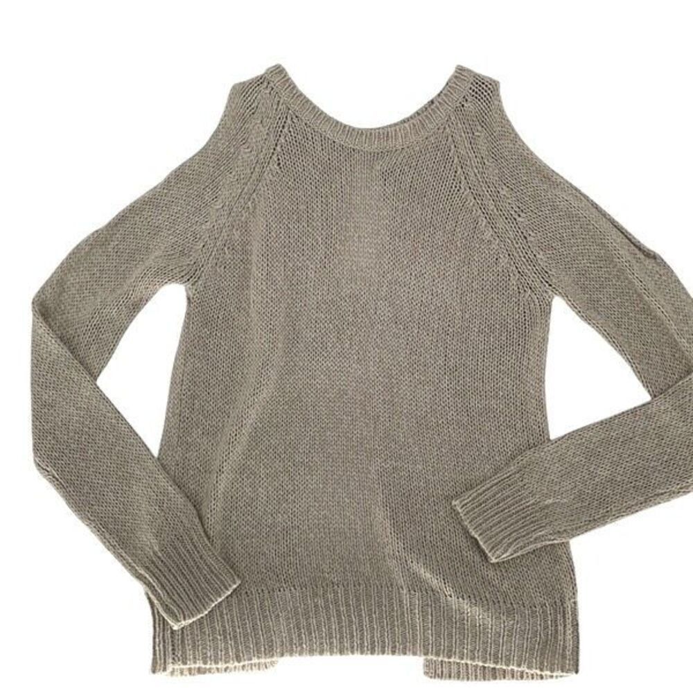 Cloth Womens Cold‎ Shoulder Open Back Sweater Beige Size Small NWT